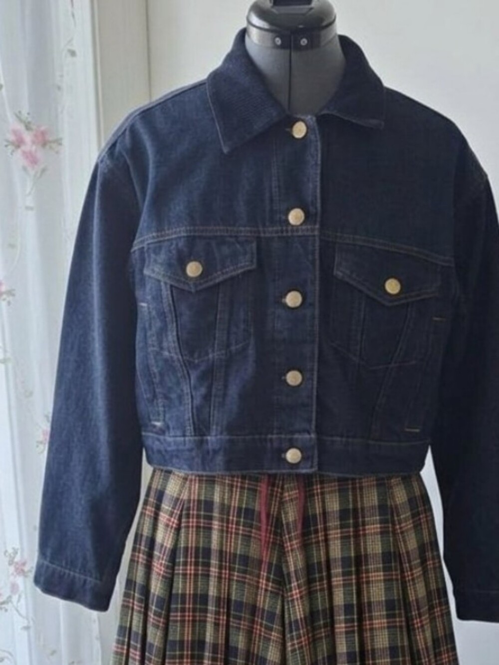 NWOT Dark Blue Cropped Denim Jacket - Women